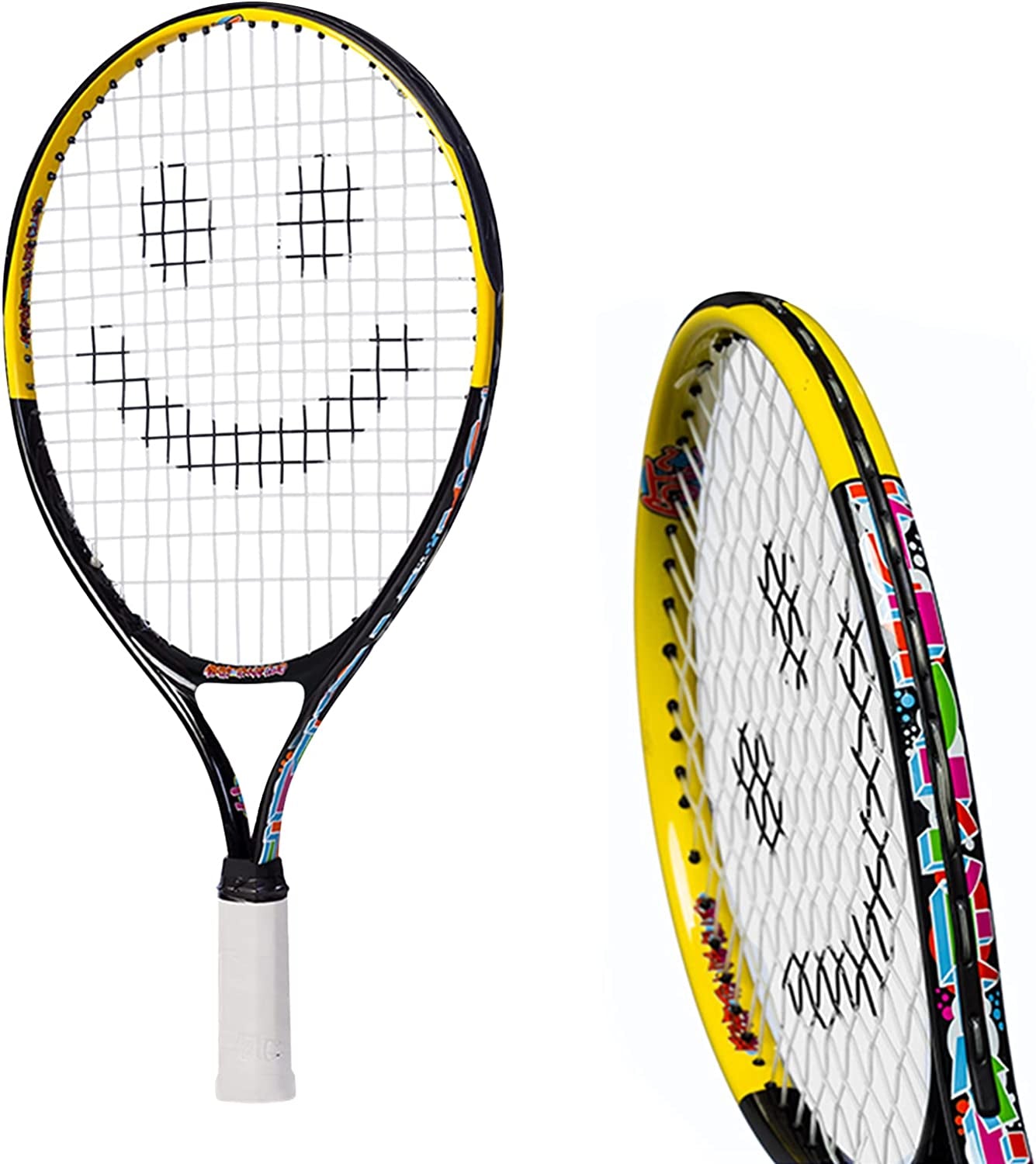 Kids Tennis Racket with Training Videos – Aluminum Youth Tennis Racket with Neoprene Handle for Children Age 5-12 – Learn Faster and Play Better by