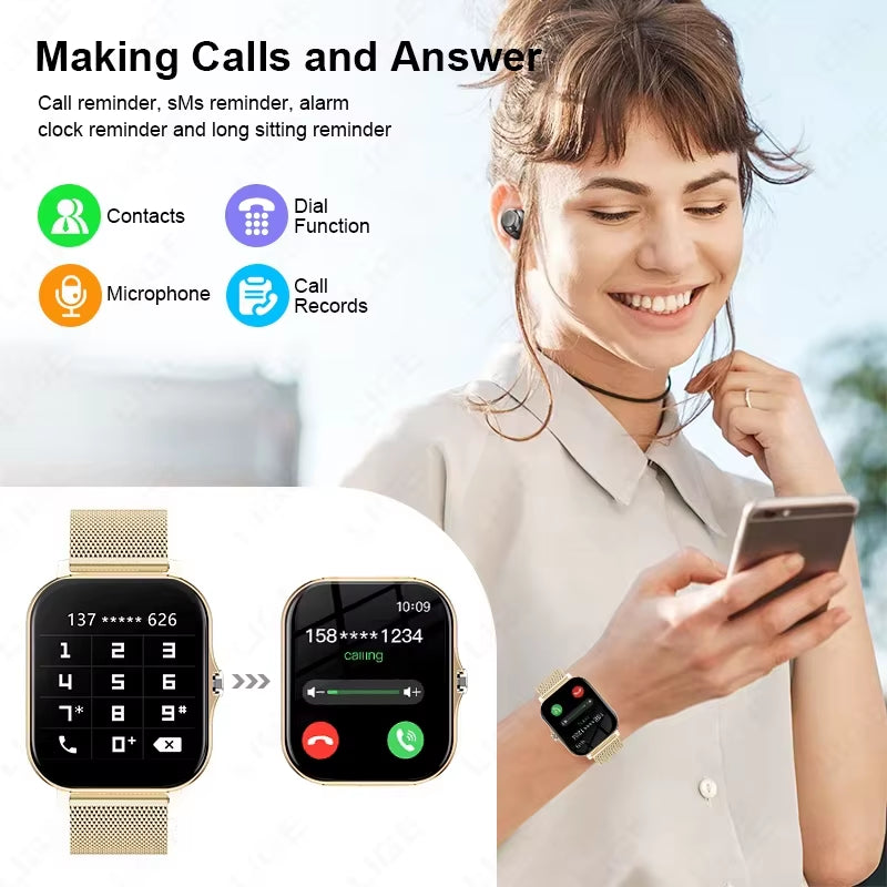 New 1.83-Inch Smartwatch Call Notifications Sleep Monitoring Activity Tracking Compatible with Android and Ios